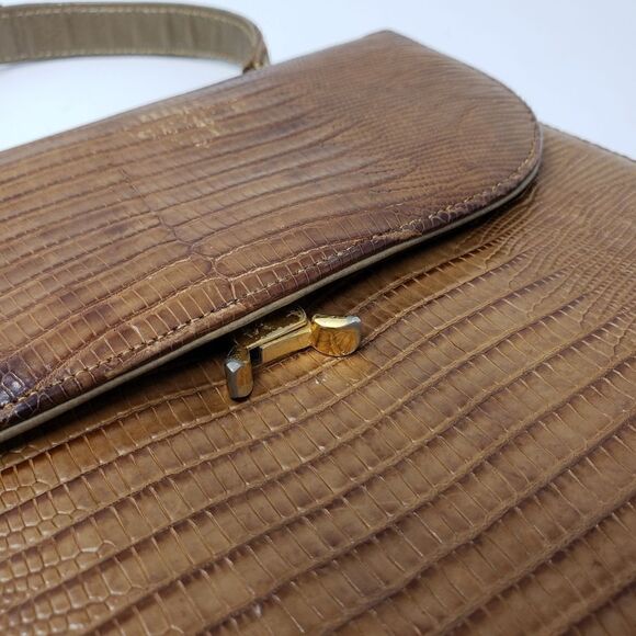 Vintage Bellestone Camel Reptile Handbag - Picture 5 of 13